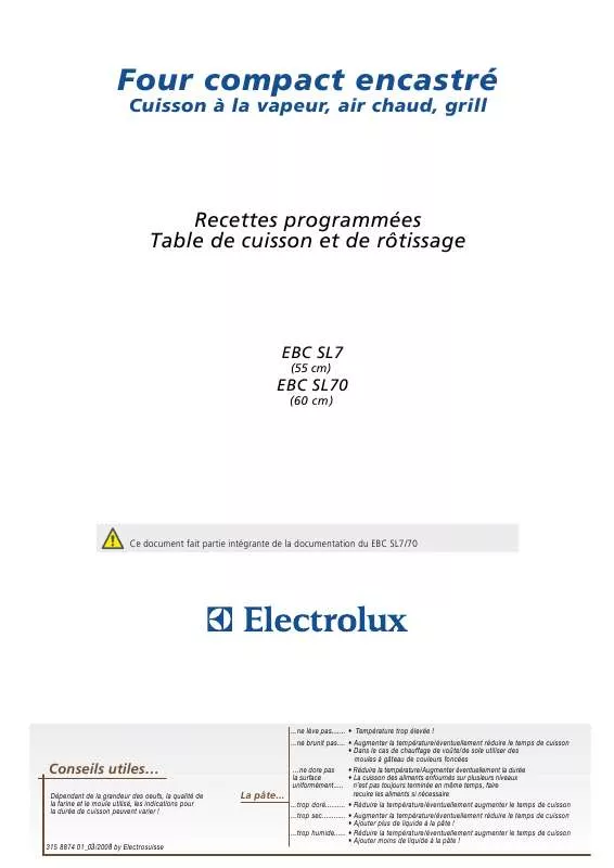 Mode d'emploi AEG-ELECTROLUX EBC SL70