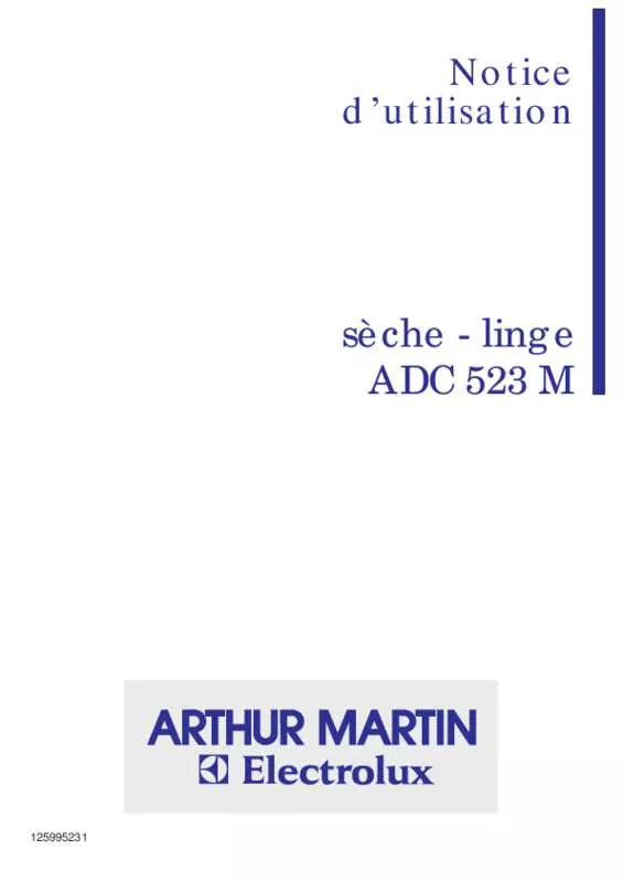 Mode d'emploi ARTHUR MARTIN ADC 523 M