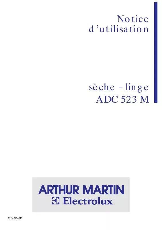 Mode d'emploi ARTHUR MARTIN ADC 523 M & ADC523M
