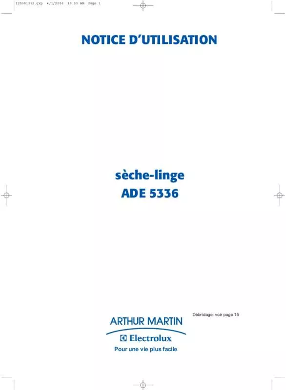 Mode d'emploi ARTHUR MARTIN ADE 5336 & ADE5336