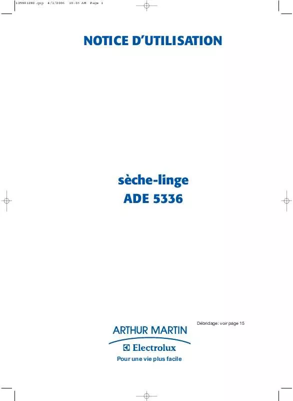 Mode d'emploi ARTHUR MARTIN ADE5336