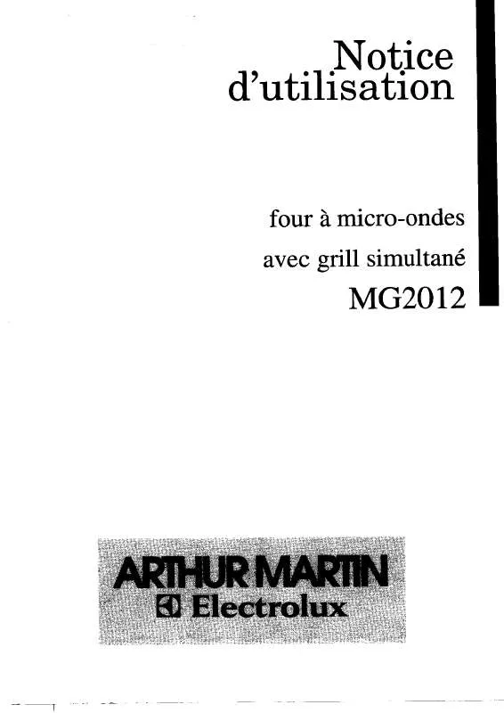 Mode d'emploi ARTHUR MARTIN MG2012