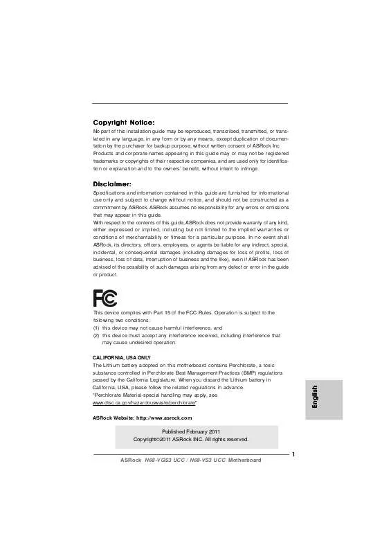 Mode d'emploi ASROCK N68-VS3 UCC