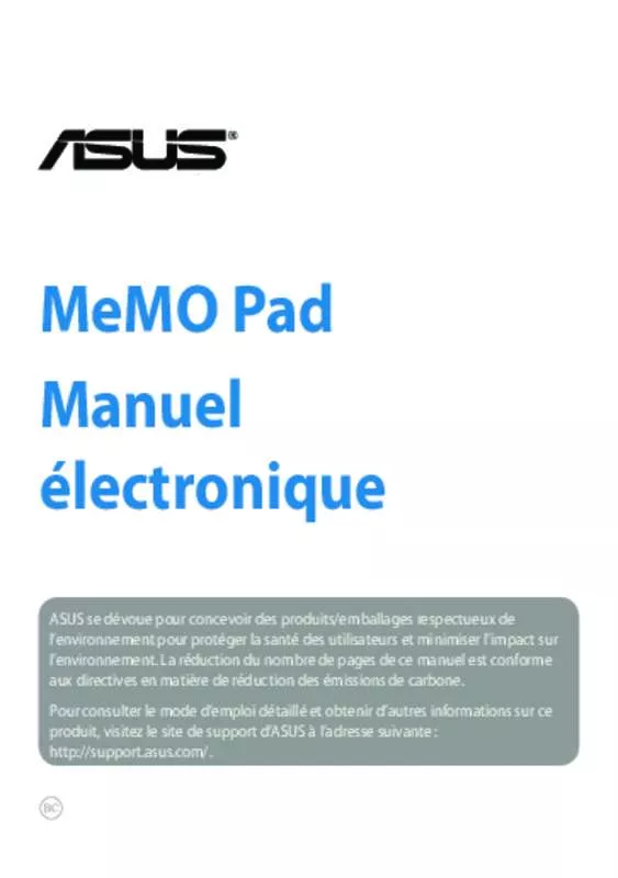 Mode d'emploi ASUS MEMO PAD SMART 10 ME301T-1A017A