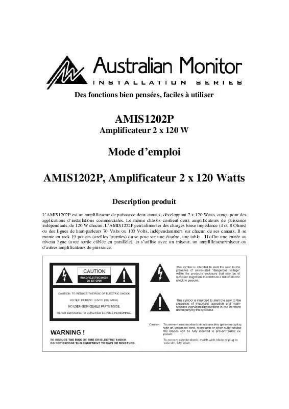 Mode d'emploi AUSTRALIAN MONITOR AMIS1202P