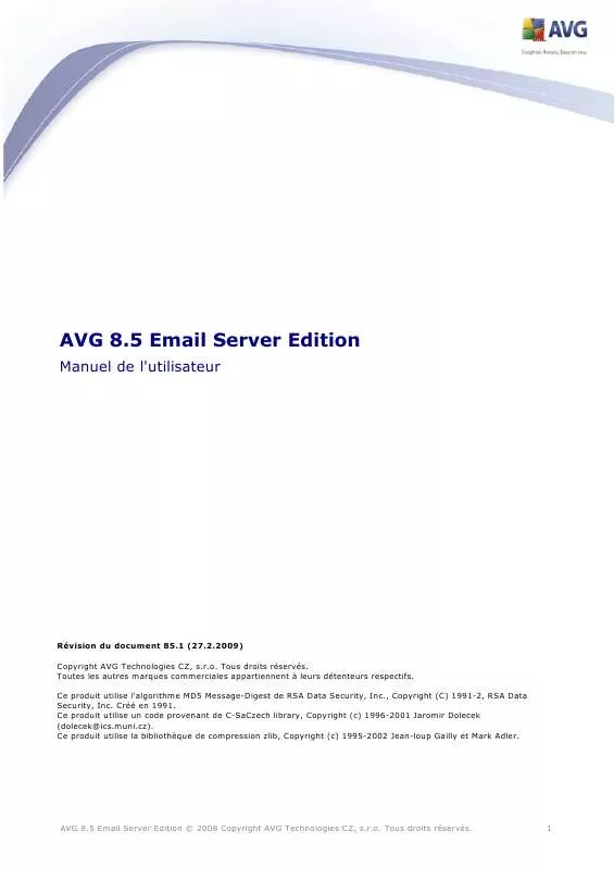 Mode d'emploi AVG AVG 8.5 EMAIL SERVER EDITION