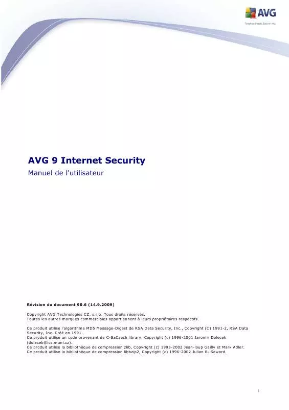 Mode d'emploi AVG AVG 9 INTERNET SECURITY