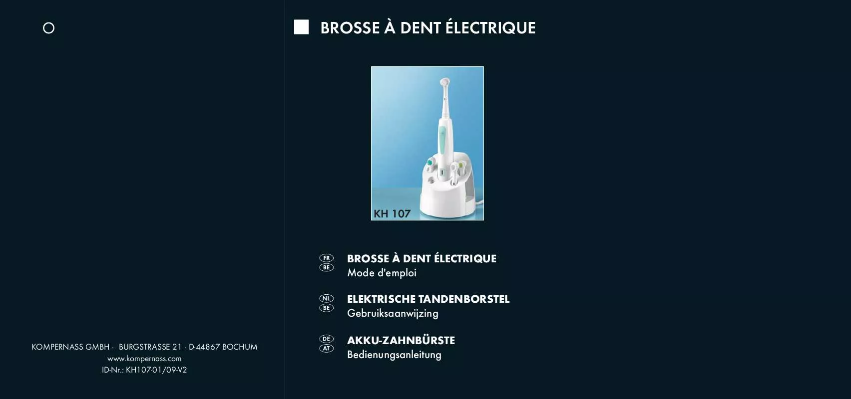 Mode d'emploi BALANCE KH 107 RECHARGEABLE ELECTRIC TOOTHBRUSH