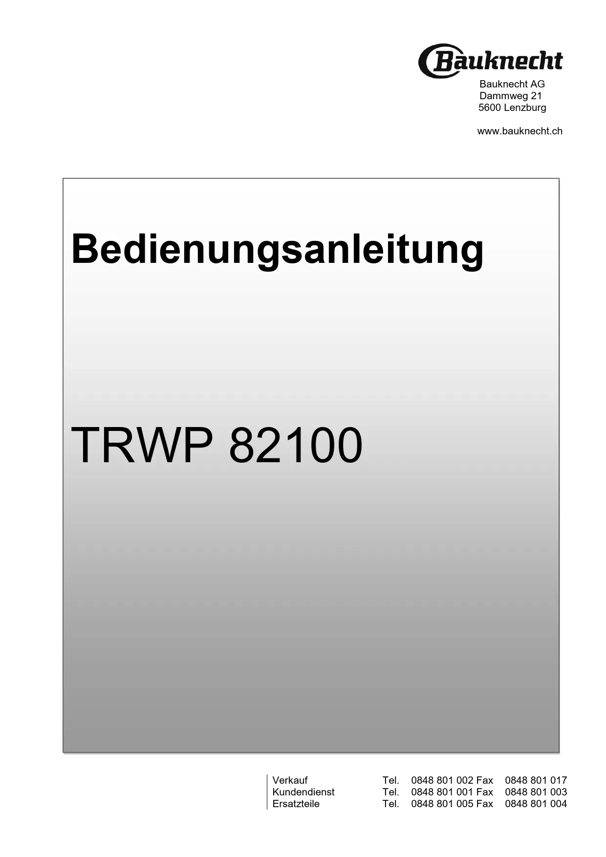 Mode d'emploi BAUKNECHT TRWP 82100