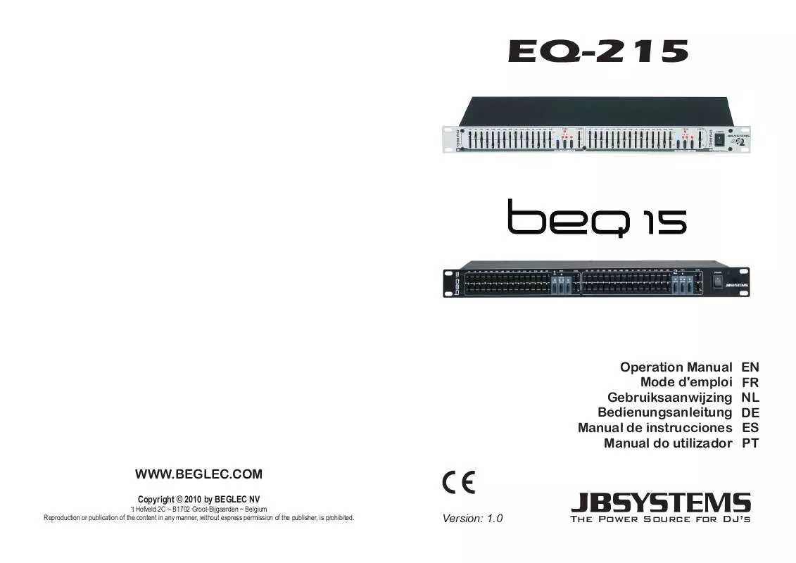 Mode d'emploi BEGLEC EQ-215