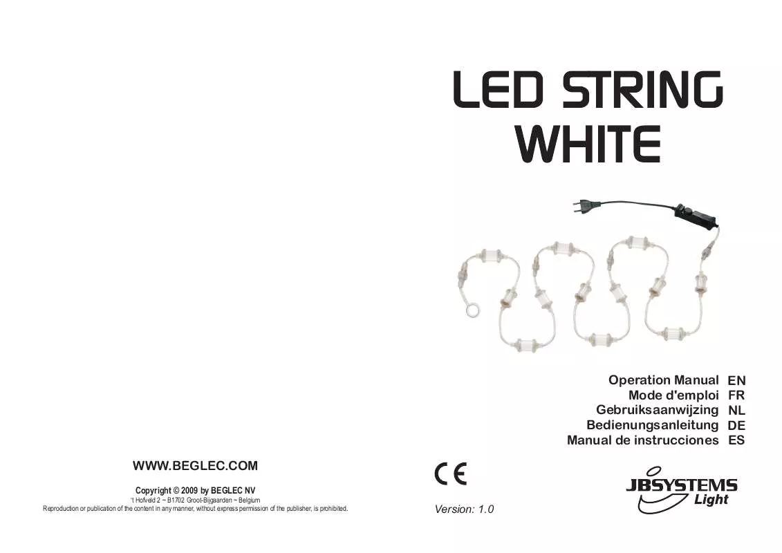Mode d'emploi BEGLEC LED STRING WHITE