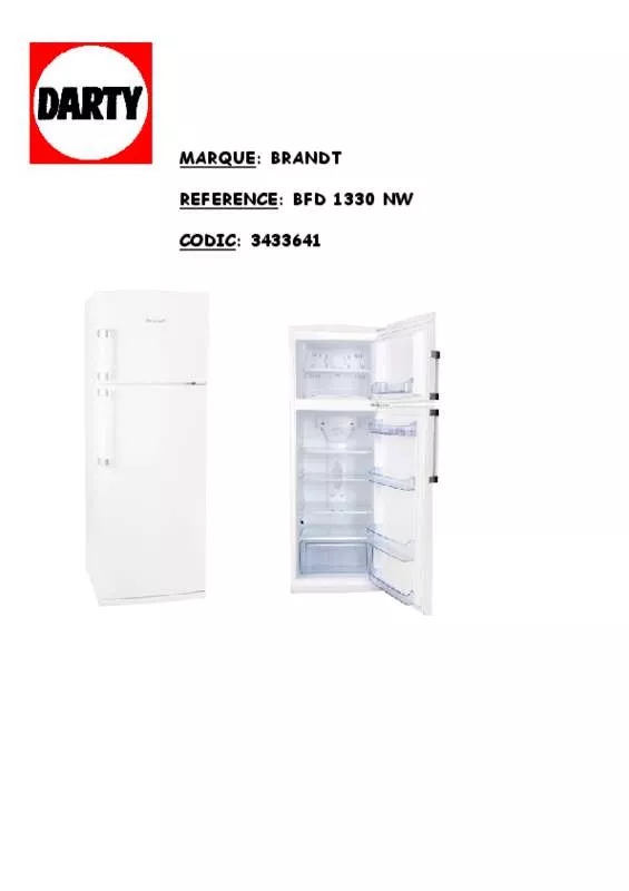 Mode d'emploi BRANDT BFD1330NW