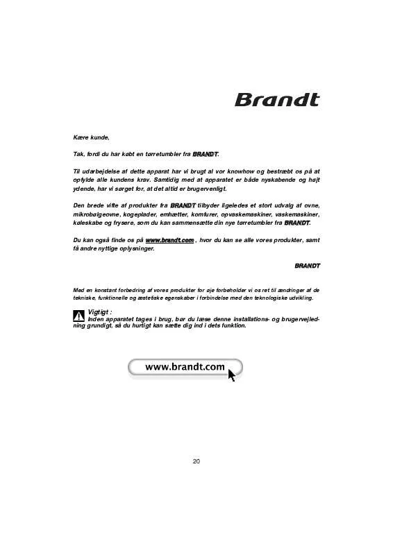 Mode d'emploi BRANDT EFE310K