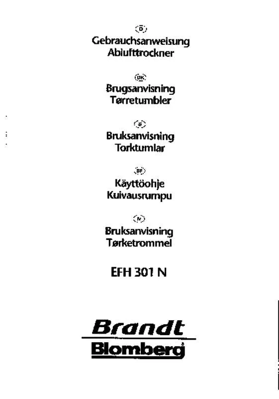 Mode d'emploi BRANDT EFN301N