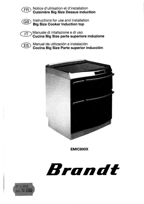 Mode d'emploi BRANDT EMIC800X