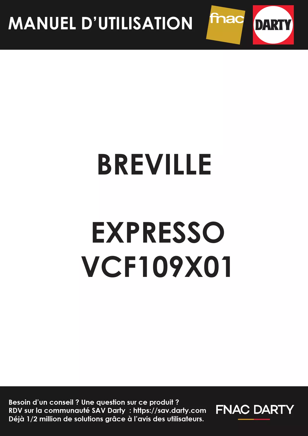 Mode d'emploi BREVILLE PRIMA LATTE II VCF109
