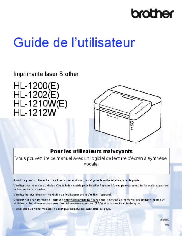 Mode d'emploi BROTHER HL-1210W