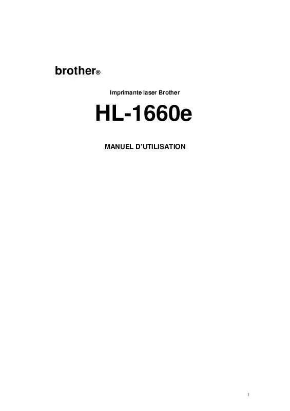 Mode d'emploi BROTHER HL-1660E