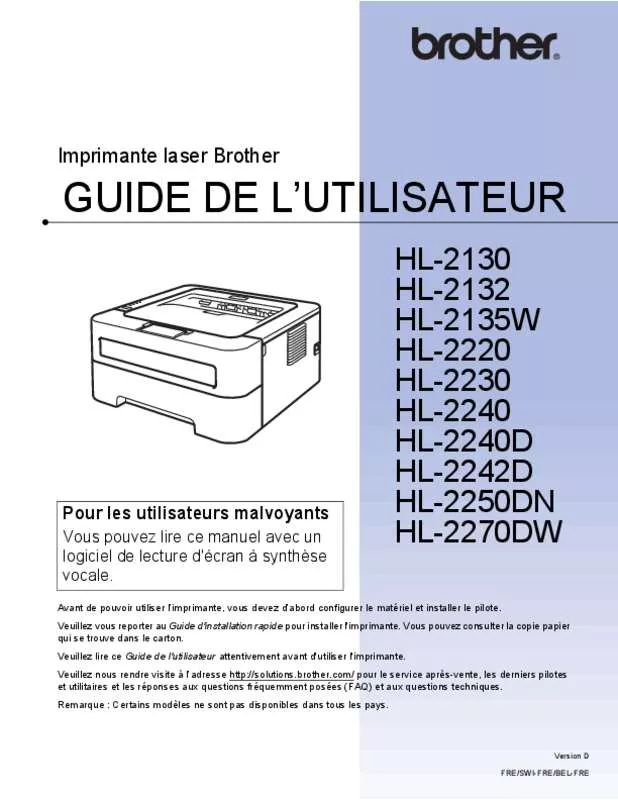 Mode d'emploi BROTHER HL-2135W