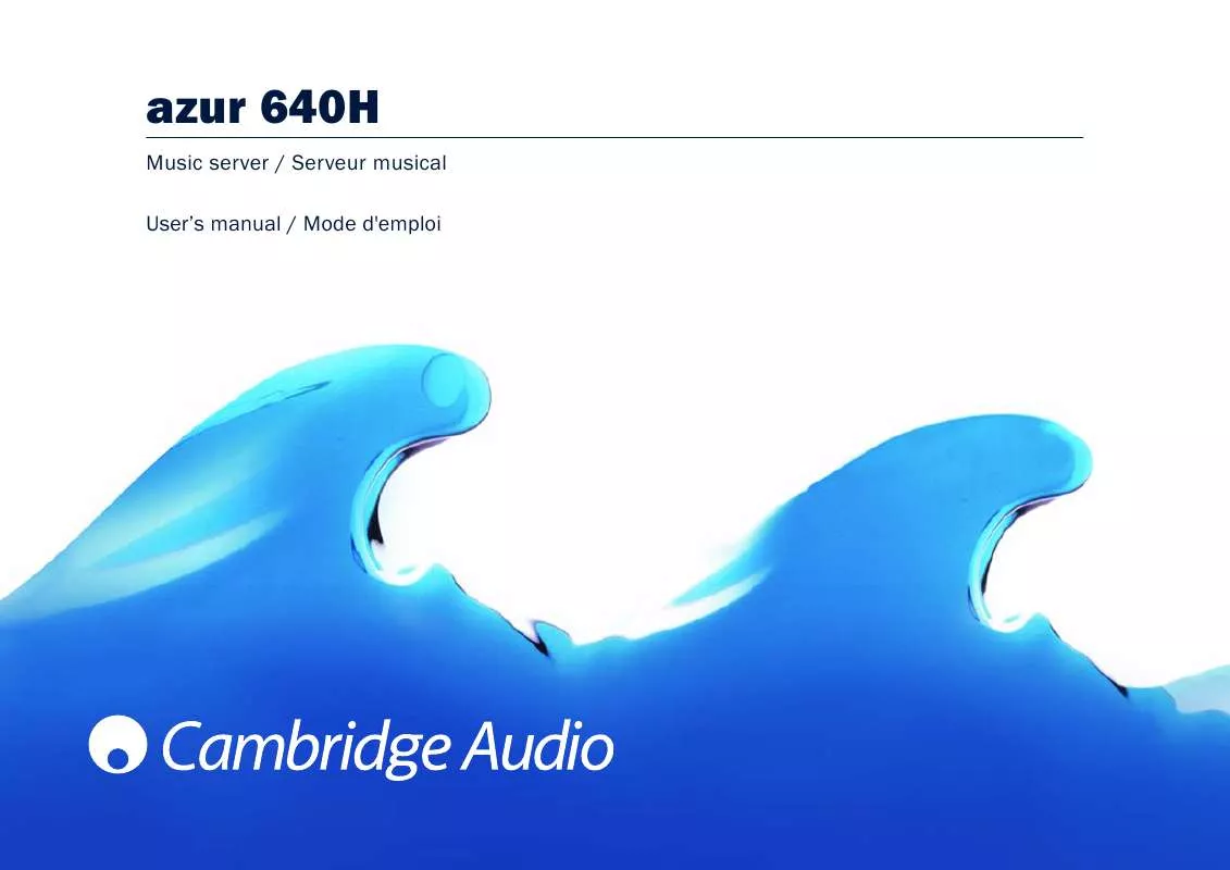 Mode d'emploi CAMBRIDGE AUDIO AZUR 640H