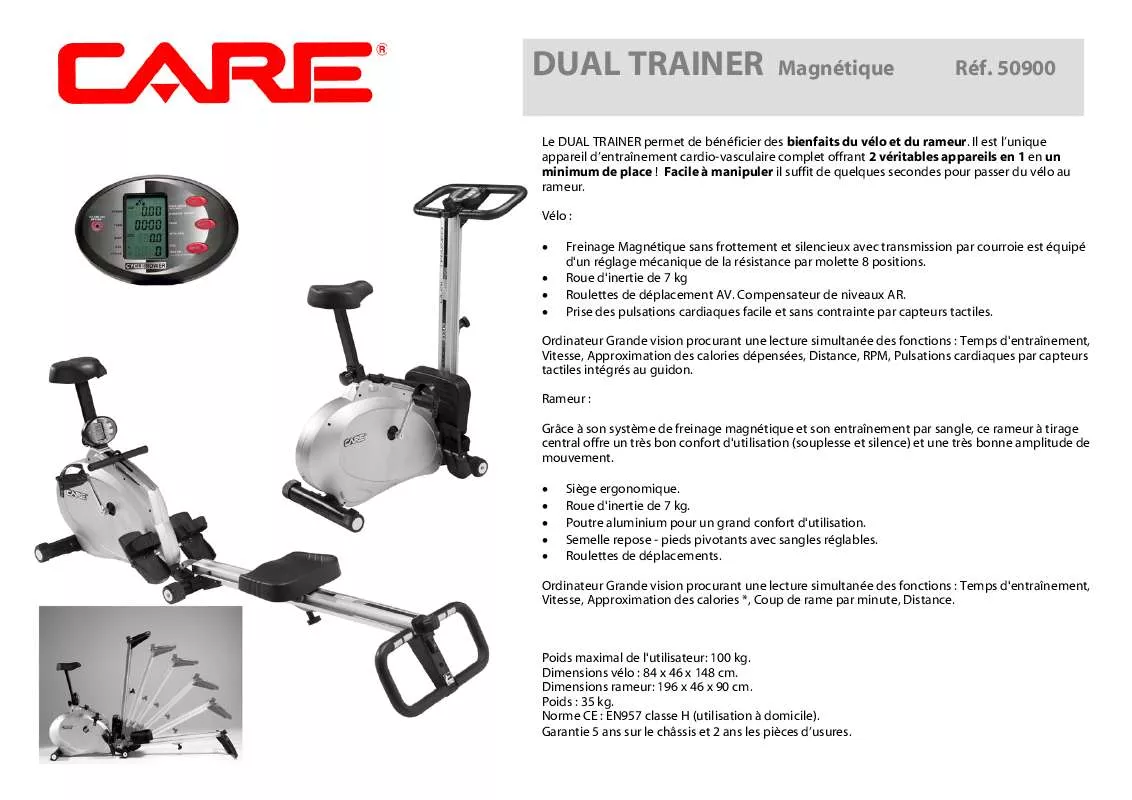Mode d'emploi CARE FITNESS DUAL TRAINER 50900