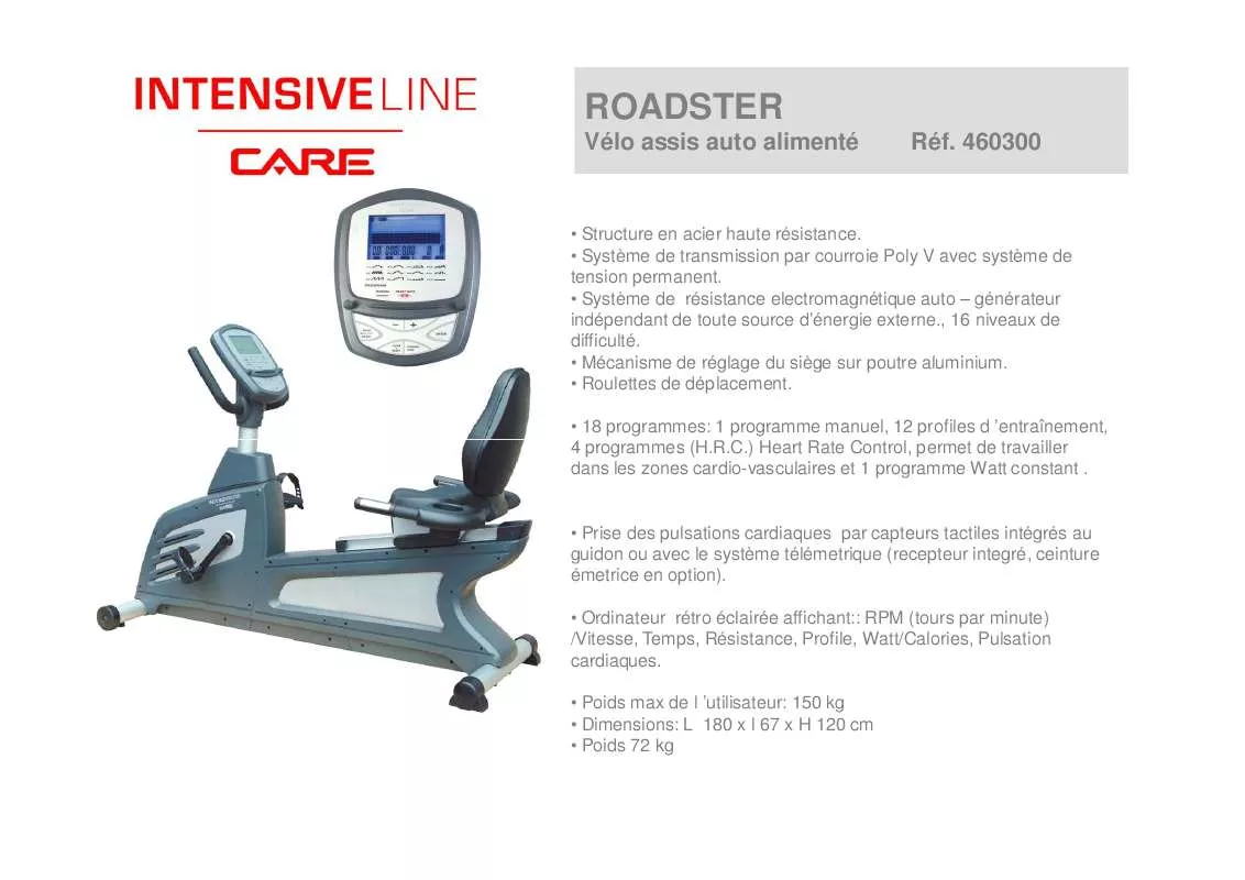 Mode d'emploi CARE FITNESS ROADSTER 460300