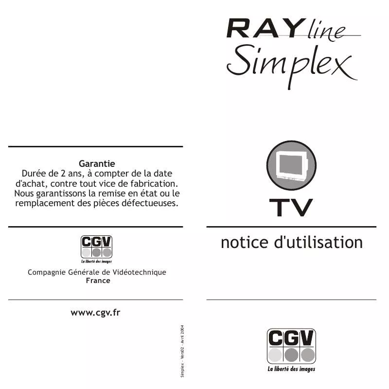 Mode d'emploi CGV RAYLINE SIMPLEX