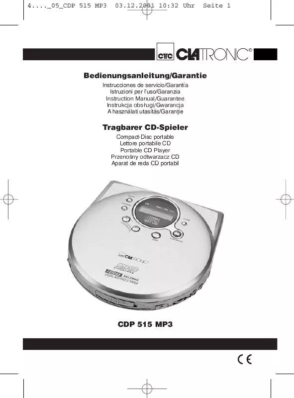 Mode d'emploi CLATRONIC CDP 515 MP3