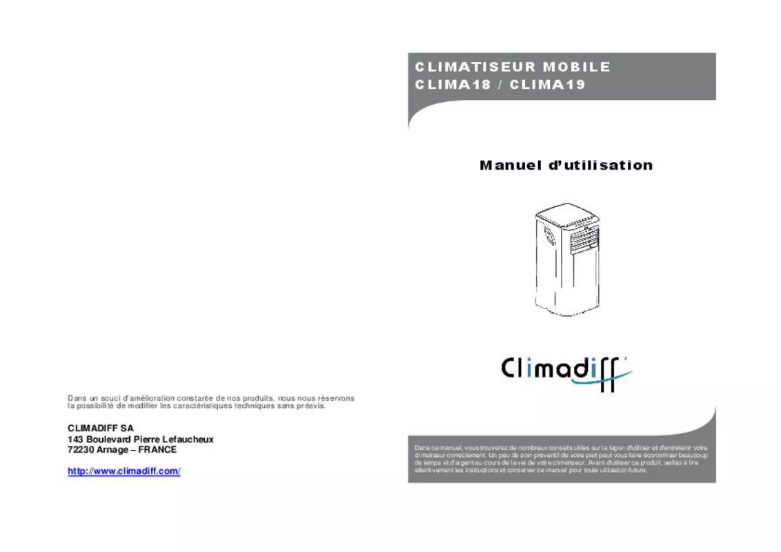 Mode d'emploi CLIMADIFF CLIMA19
