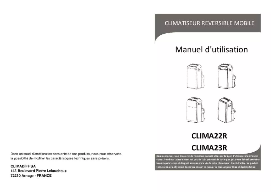 Mode d'emploi CLIMADIFF CLIMA23R