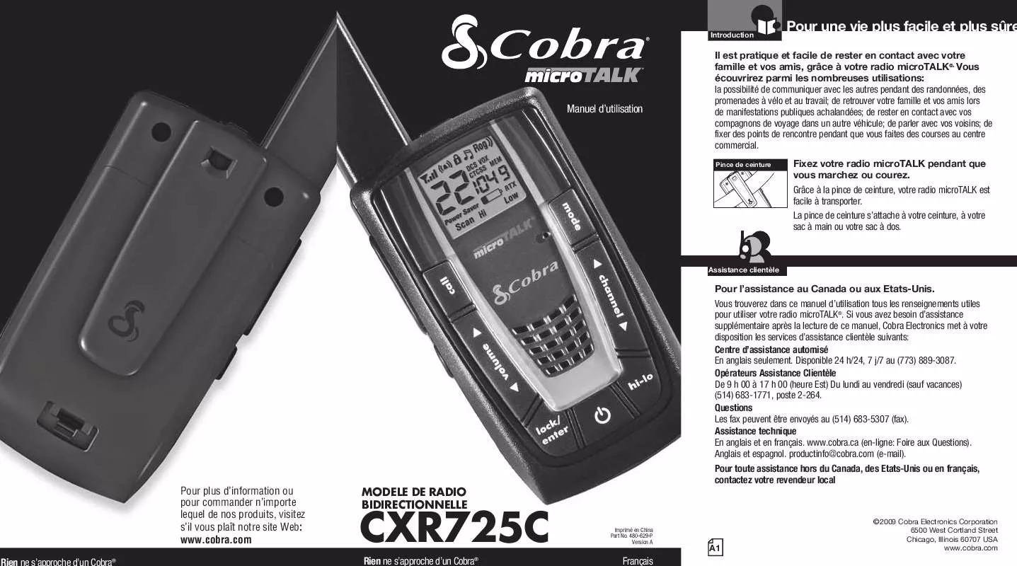 Mode d'emploi COBRA CXR725C