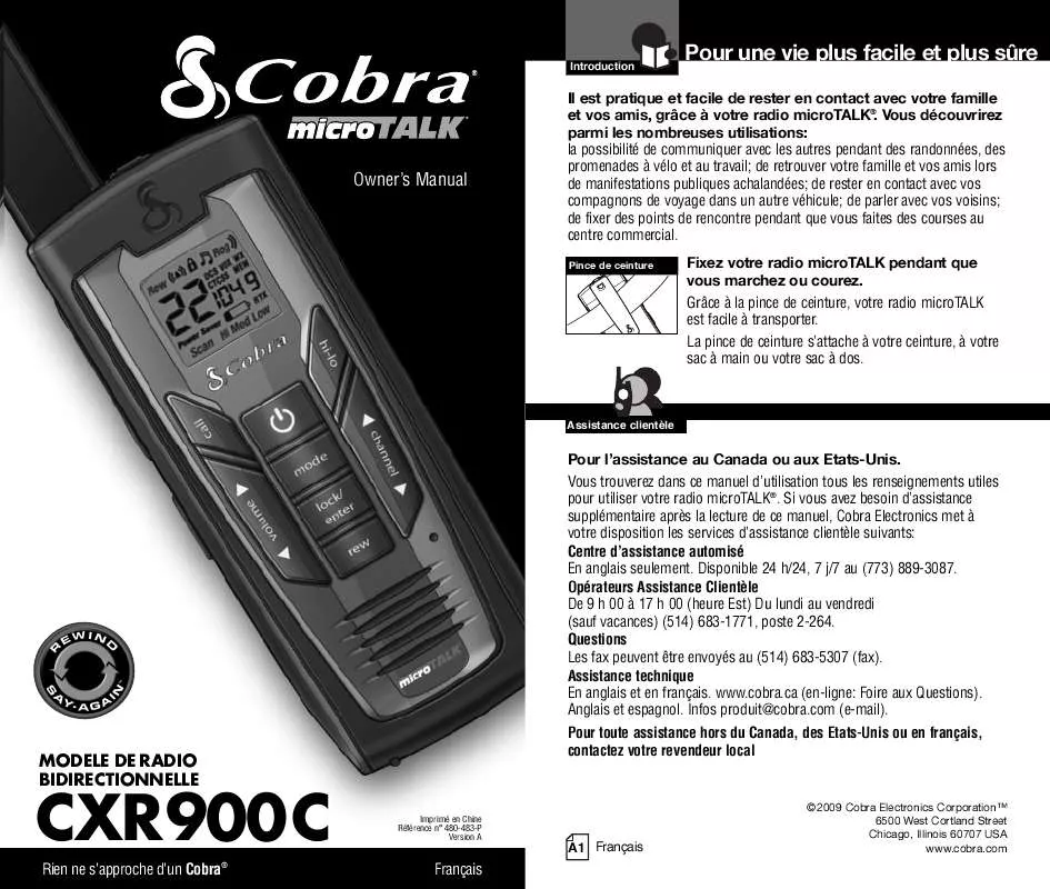 Mode d'emploi COBRA CXR900C
