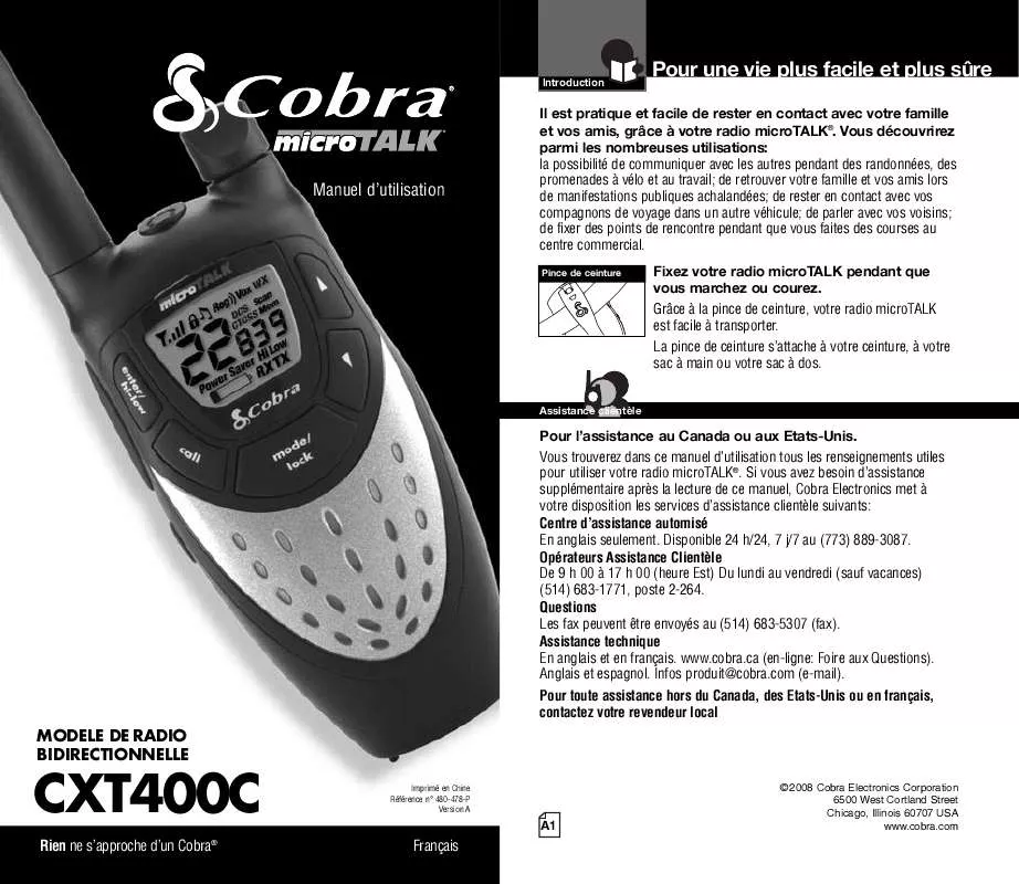 Mode d'emploi COBRA CXT400C