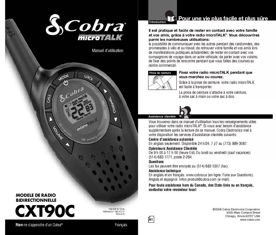 Mode d'emploi COBRA CXT90C