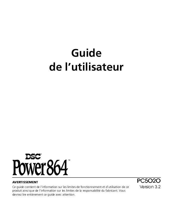 Mode d'emploi DSC POWER864