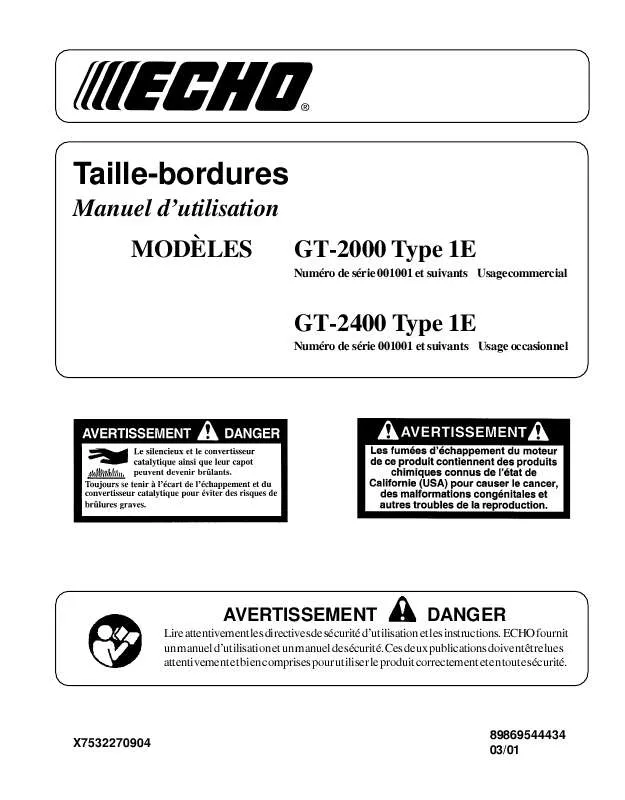 Mode d'emploi ECHO GT-2400 TYPE 1E