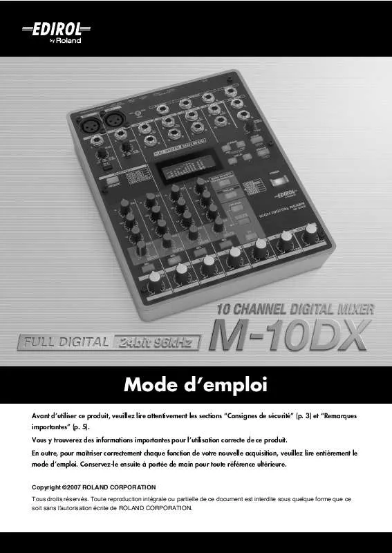 Mode d'emploi EDIROL M-10DX