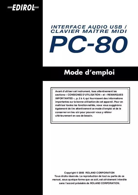 Mode d'emploi EDIROL PC-80