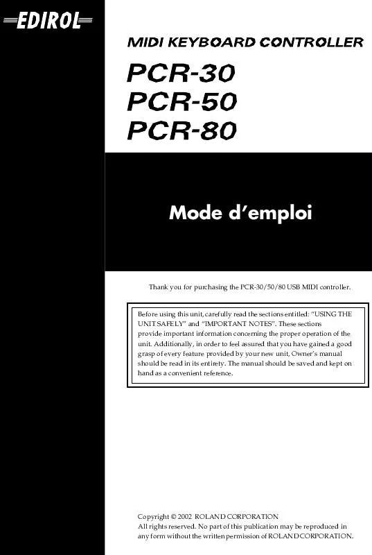 Mode d'emploi EDIROL PCR-80