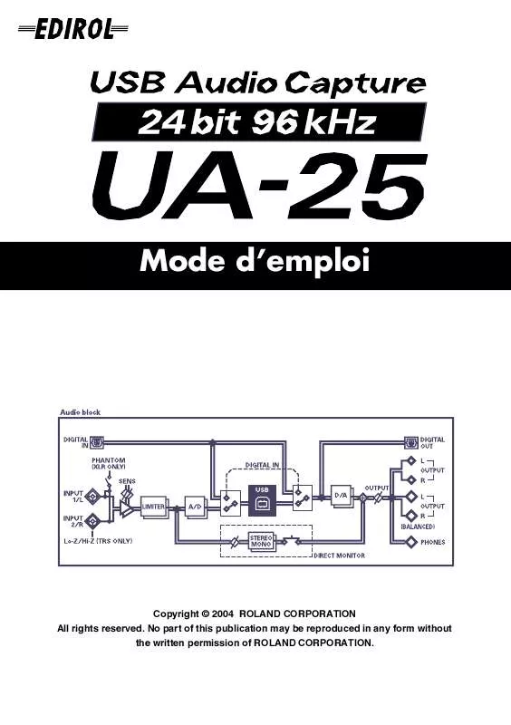 Mode d'emploi EDIROL UA-25