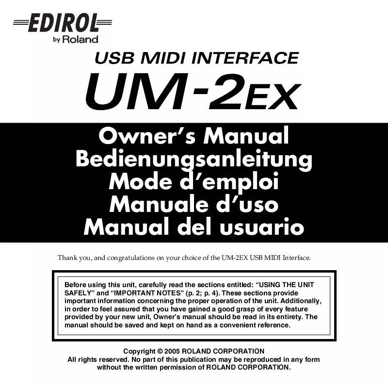 Mode d'emploi EDIROL UM-2EX