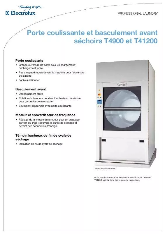 Mode d'emploi ELECTROLUX LAUNDRY SYSTEMS T4900