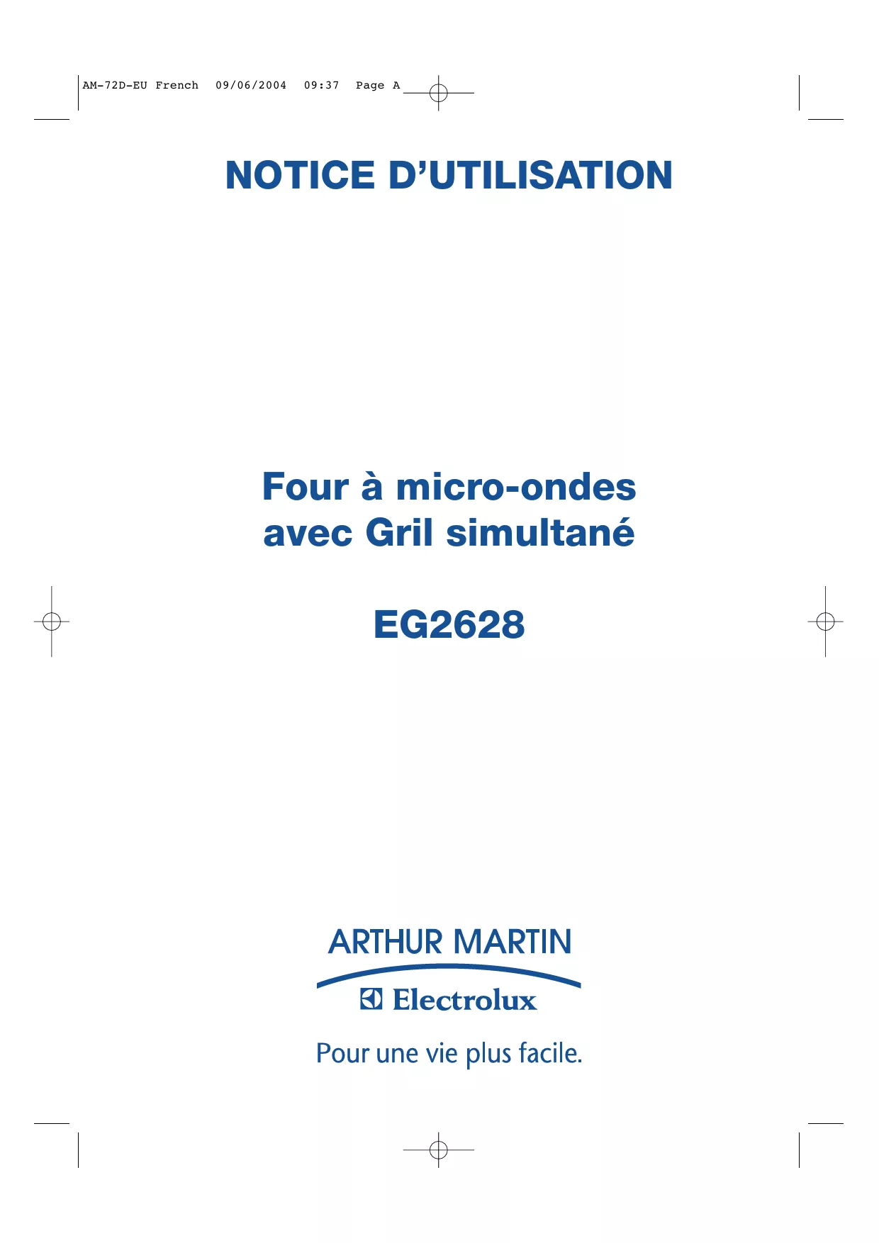 Mode d'emploi ELECTROLUX EG2628W