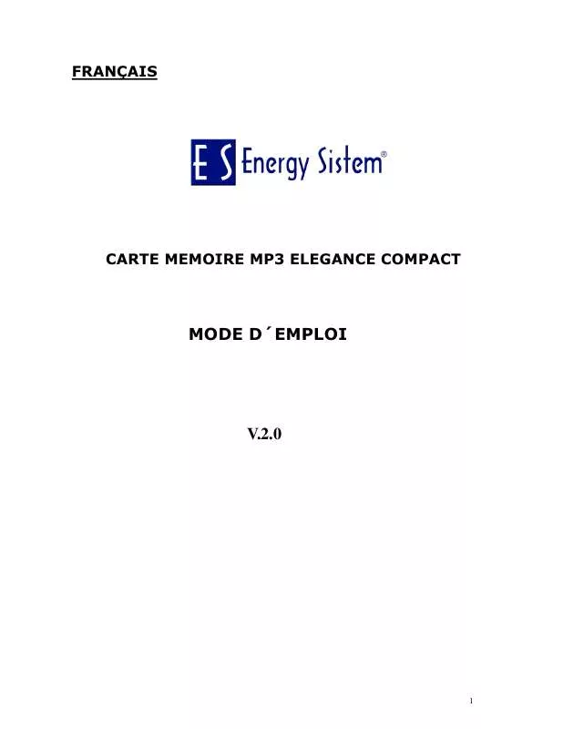 Mode d'emploi ENERGY SISTEM MP3 ELEGANCE 4100 COMPACT