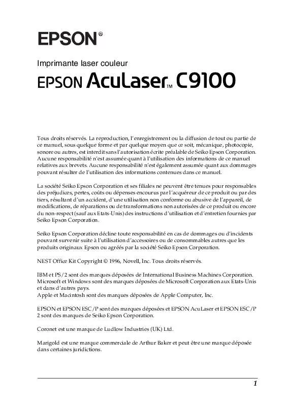 Mode d'emploi EPSON ACULASER C9100