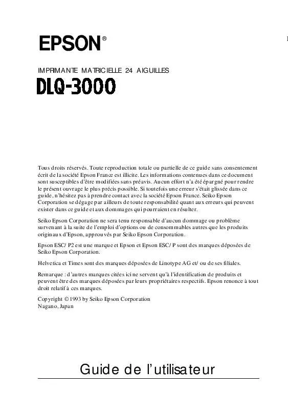 Mode d'emploi EPSON DLQ-3000