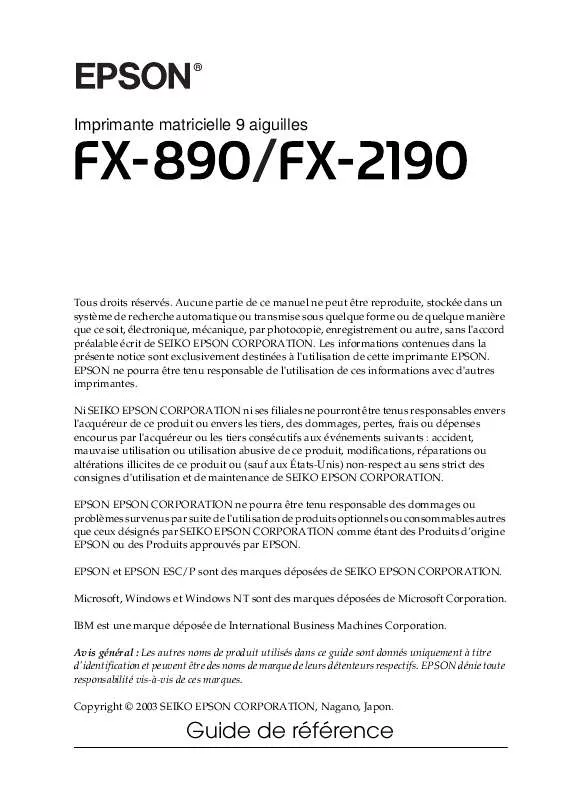 Mode d'emploi EPSON FX-2190