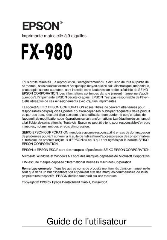 Mode d'emploi EPSON FX-980