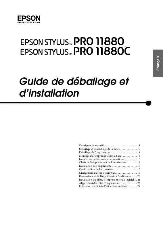 Mode d'emploi EPSON STYLUS PRO 11880C