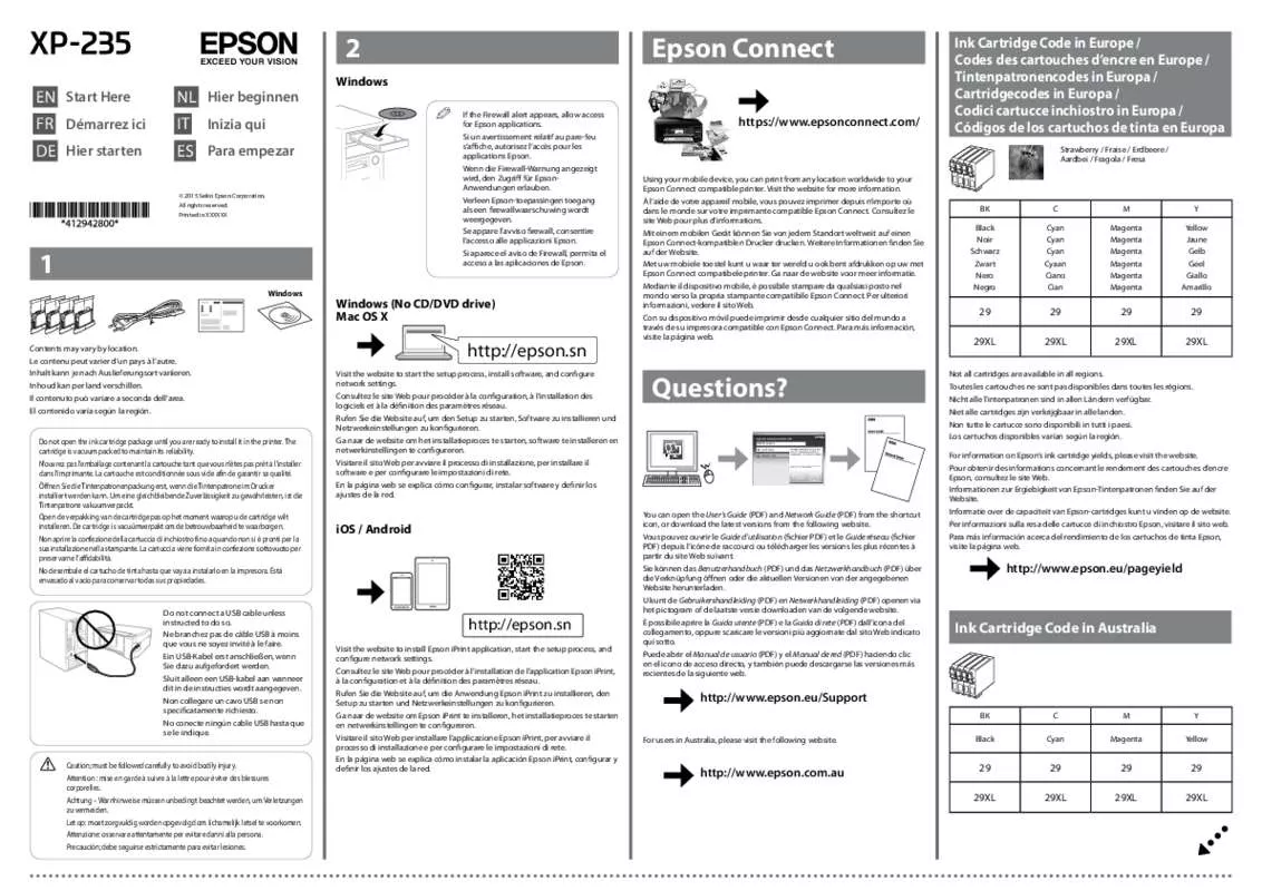 Mode d'emploi EPSON XP 235